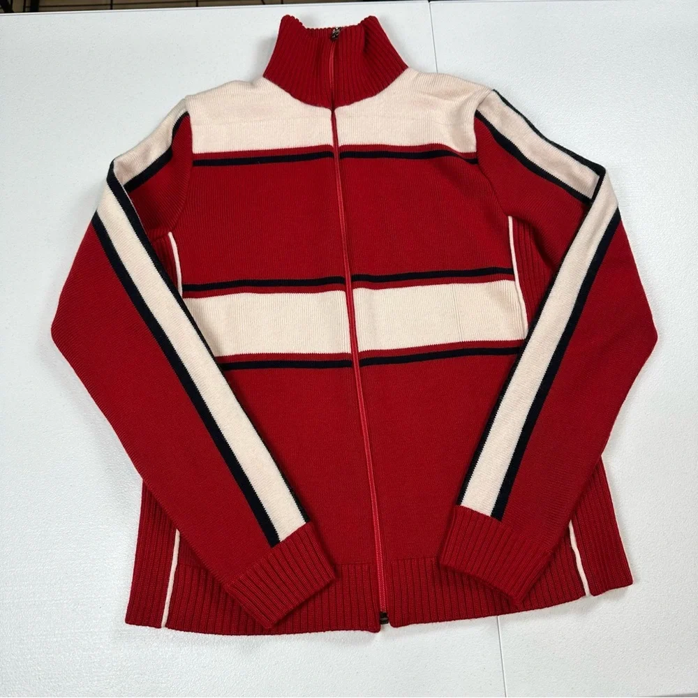 Women’s Zara Knit Nordic Full Zip Italian Yarn Vintage Wool Sweater Size Medium
